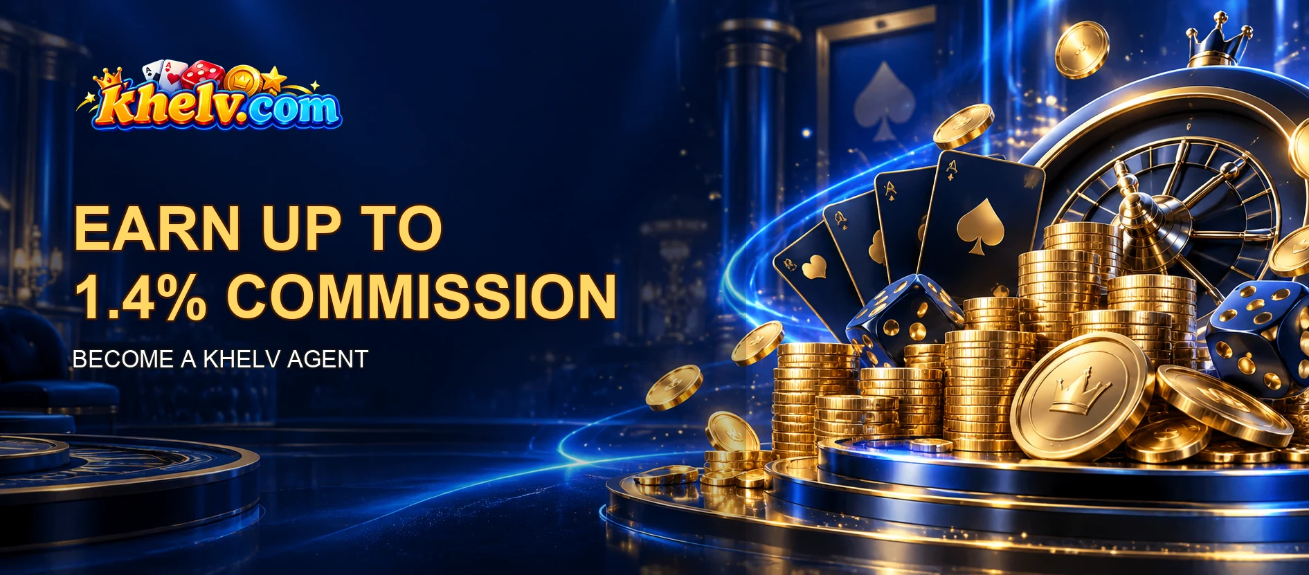 Earn up to 1.4% commission — become a Khelv agent